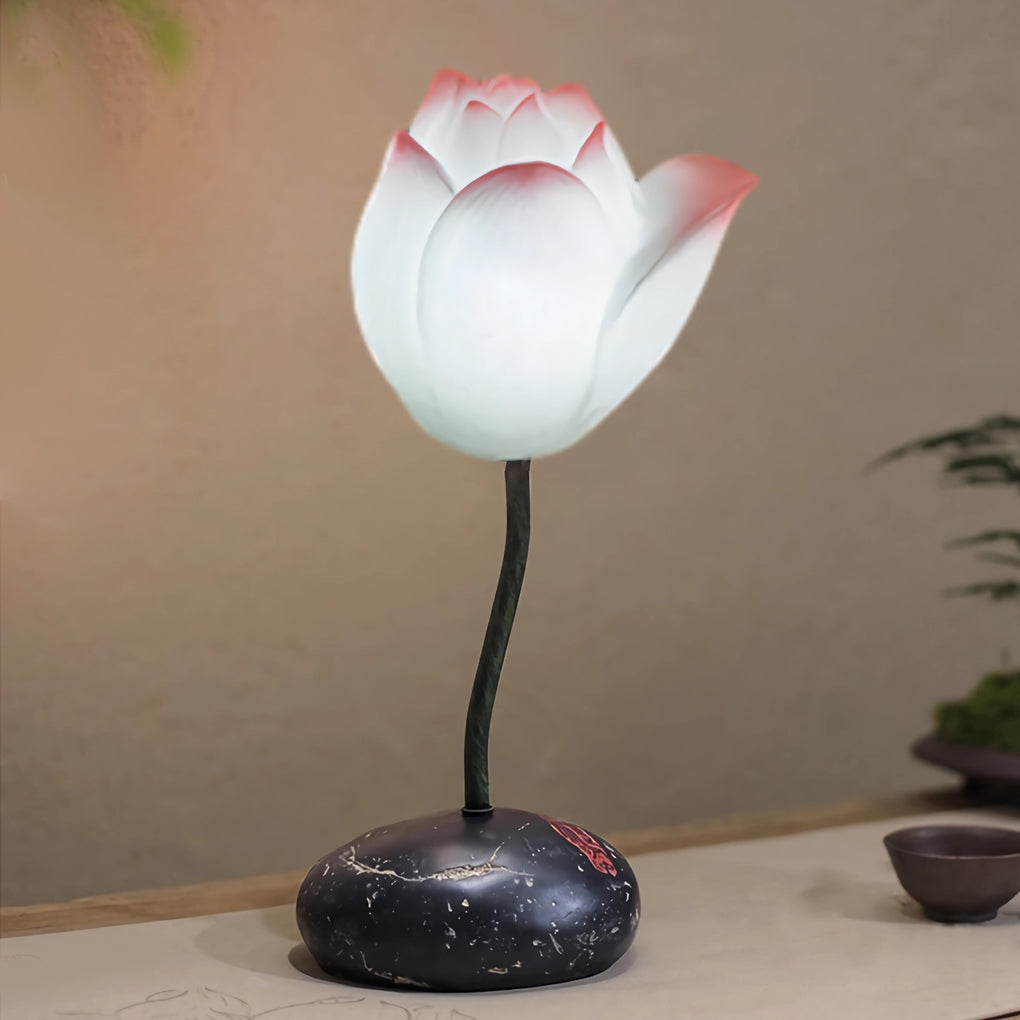Modern Aesthetic Lotus Flower LED Floor Lamp with Pink and White Glass Shades