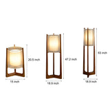 Japanese Style Wood LED Floor Lamp with Double Shade and Natural Finish Standing Light