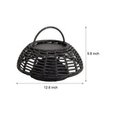 Hand Woven Rope Rattan Waterproof LED Solar Outdoor Chandelier for Garden and Terrace