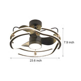 24 Inch Modern Flush Mount Ceiling Fan with Dimmable LED Light and Remote Control