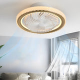 Modern Flush Mount Bladeless Ceiling Fan with Dimmable LED Light and Silent Motor