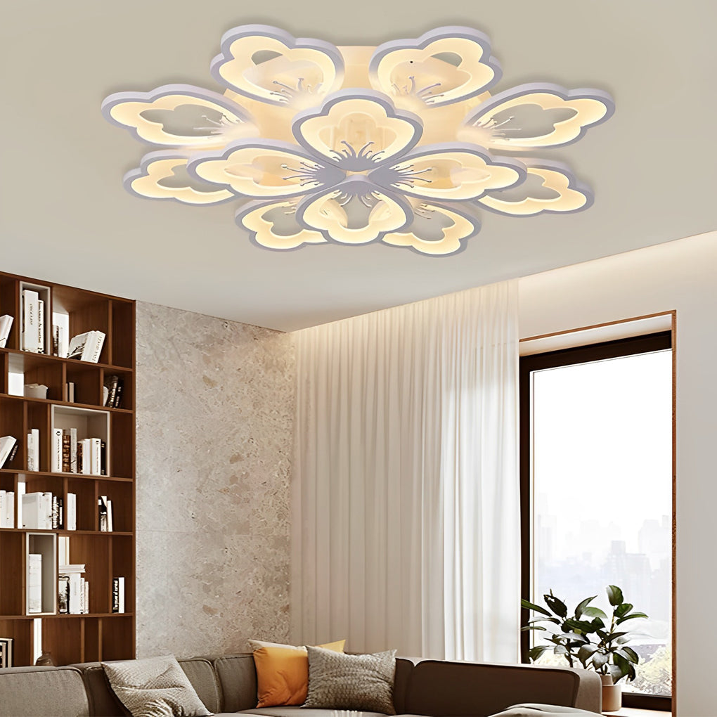 Modern Nordic Flower Shape LED Flush Mount Light with Remote Control Dimming