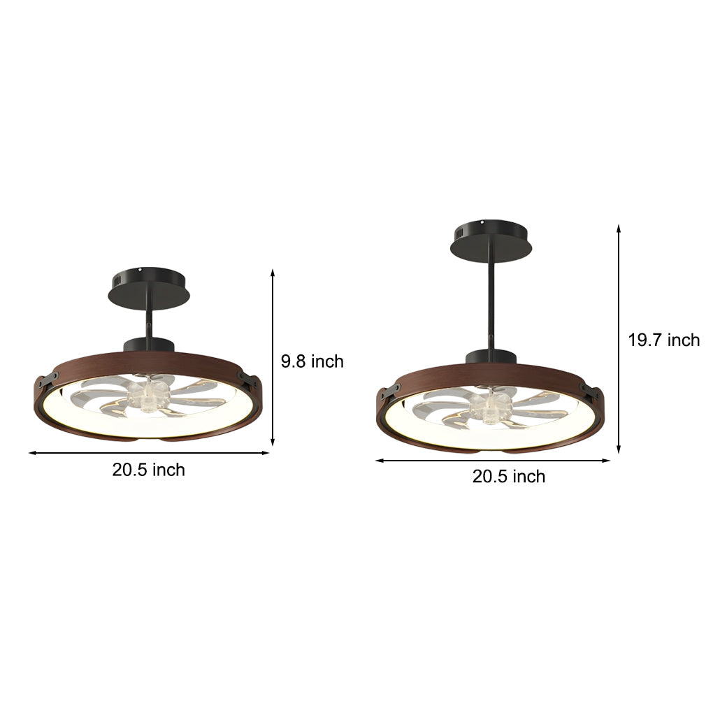 Modern Wood LED Bladeless Ceiling Fan with 3 Step Dimming and Smart App Control