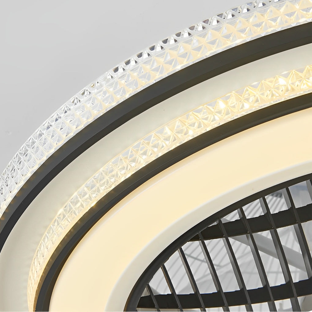 20 Inch Modern Bladeless Ceiling Fan with LED Light Quiet Flush Mount Enclosed Fan for Low Ceilings