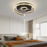 Modern 20 Inch Low Profile Bladeless Ceiling Fan with Dimmable LED Light for Bedroom and Dining Room