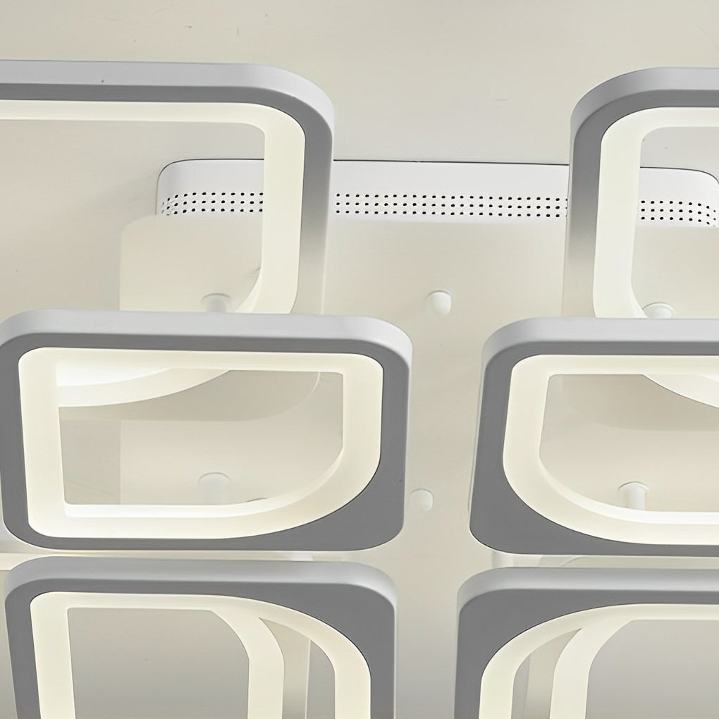 Modern Square Geometric LED Flush Mount Ceiling Light with Remote Control Stepless Dimming