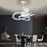 Modern Waves Flower Bladeless Ceiling Fan with LED Lighting Mute Timing Nordic Creative Chandelier Fan