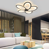 Geometric Flower LED Flush Mount Ceiling Light with Acrylic Petal Design in Black