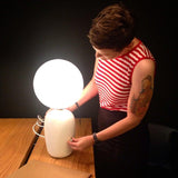 Modern Glass Globe Table Lamp with Polished Metal Frame for Modern Ambient Lighting