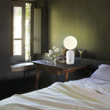 Modern Glass Globe Table Lamp with Polished Metal Frame for Modern Ambient Lighting
