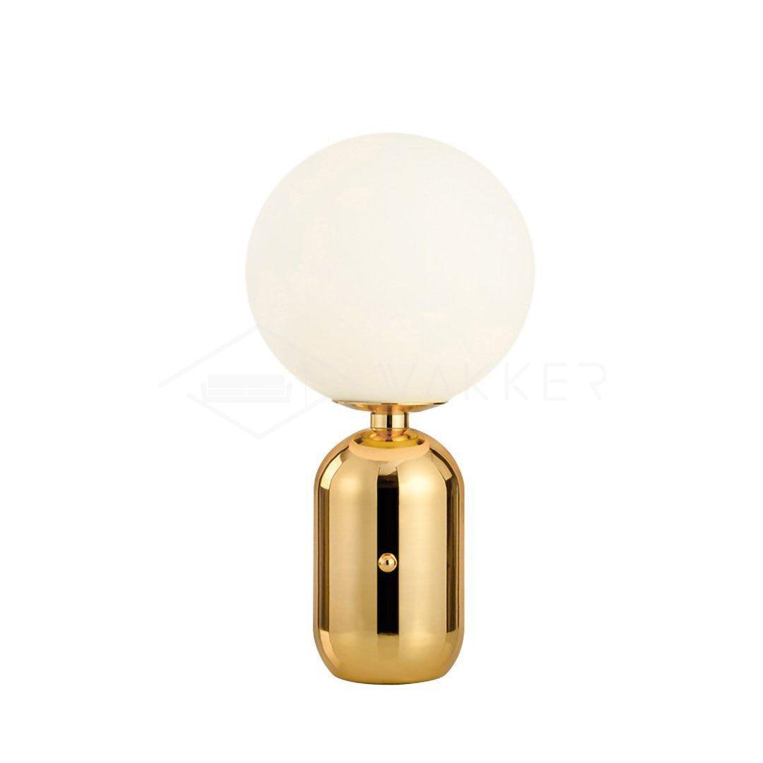 Modern Glass Globe Table Lamp with Polished Metal Frame for Modern Ambient Lighting