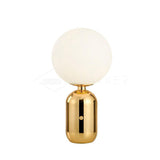 Modern Glass Globe Table Lamp with Polished Metal Frame for Modern Ambient Lighting