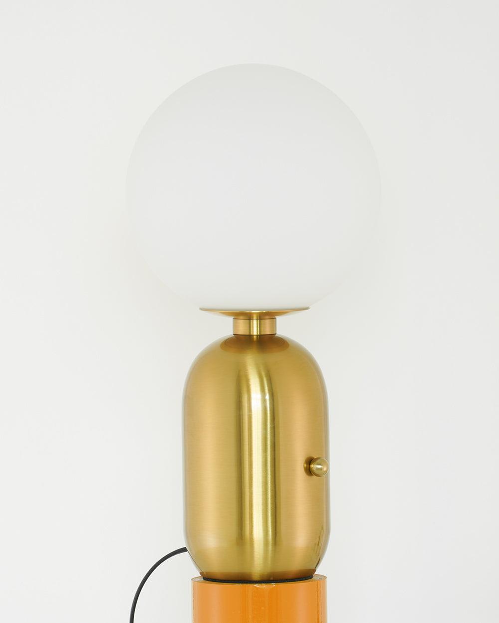 Modern Glass Globe Table Lamp with Polished Metal Frame for Modern Ambient Lighting