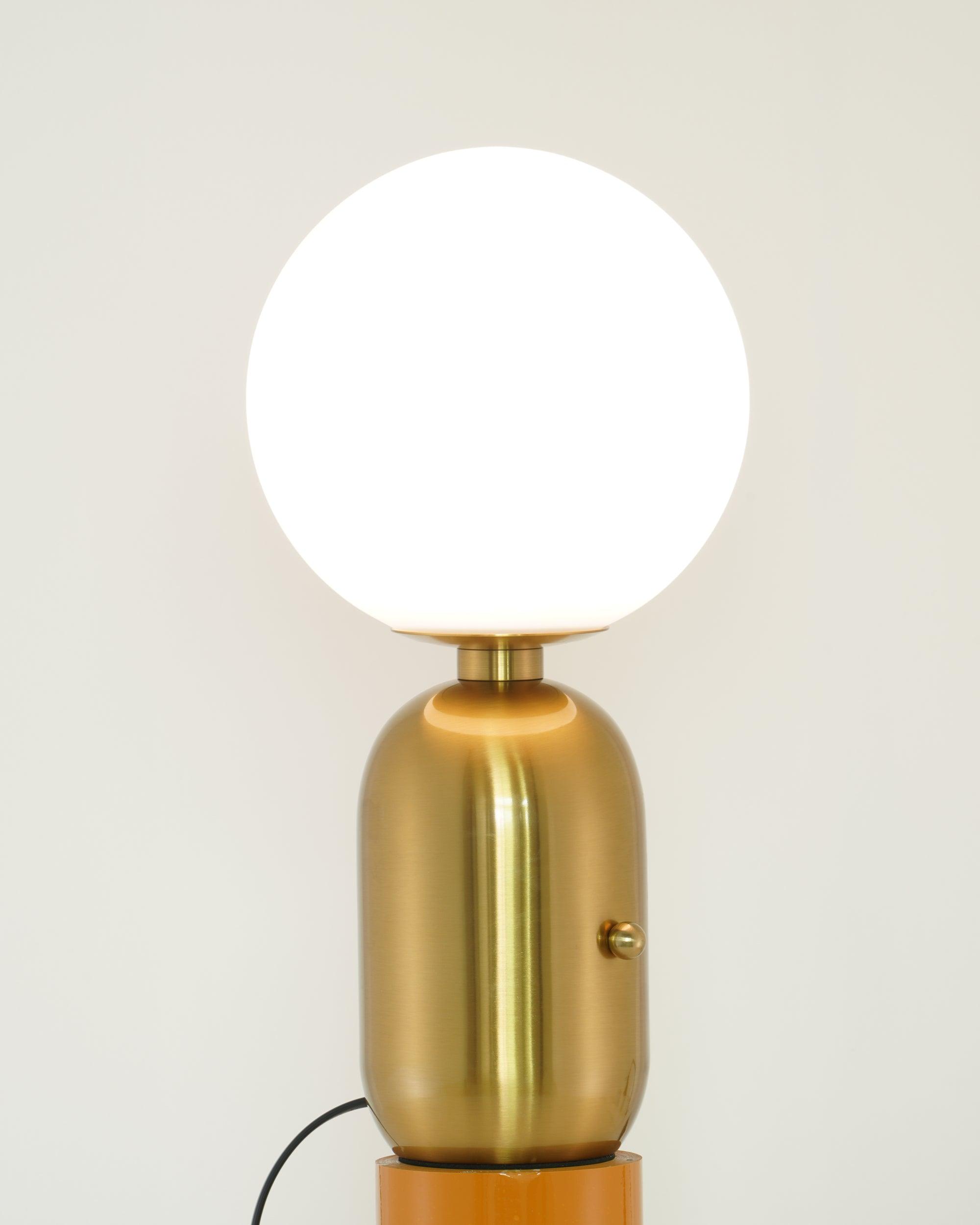 Modern Glass Globe Table Lamp with Polished Metal Frame for Modern Ambient Lighting