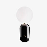 Modern Glass Globe Table Lamp with Polished Metal Frame for Modern Ambient Lighting