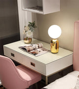 Modern Glass Globe Table Lamp with Polished Metal Frame for Modern Ambient Lighting