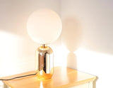 Modern Glass Globe Table Lamp with Polished Metal Frame for Modern Ambient Lighting