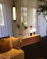 Modern Glass Globe Table Lamp with Polished Metal Frame for Modern Ambient Lighting