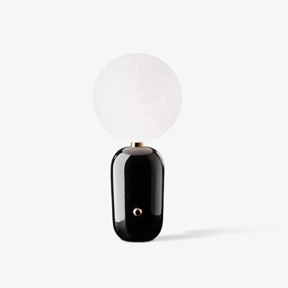Modern Glass Globe Table Lamp with Polished Metal Frame for Modern Ambient Lighting