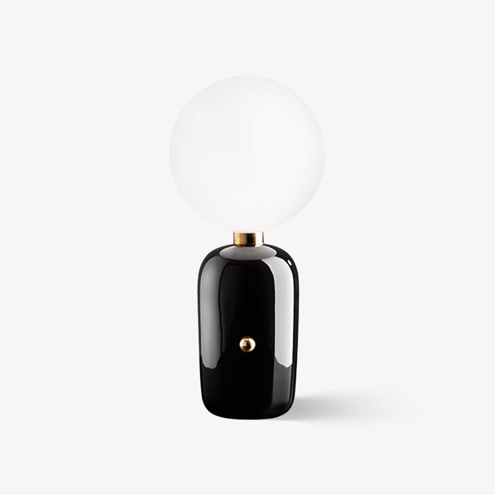 Modern Glass Globe Table Lamp with Polished Metal Frame for Modern Ambient Lighting