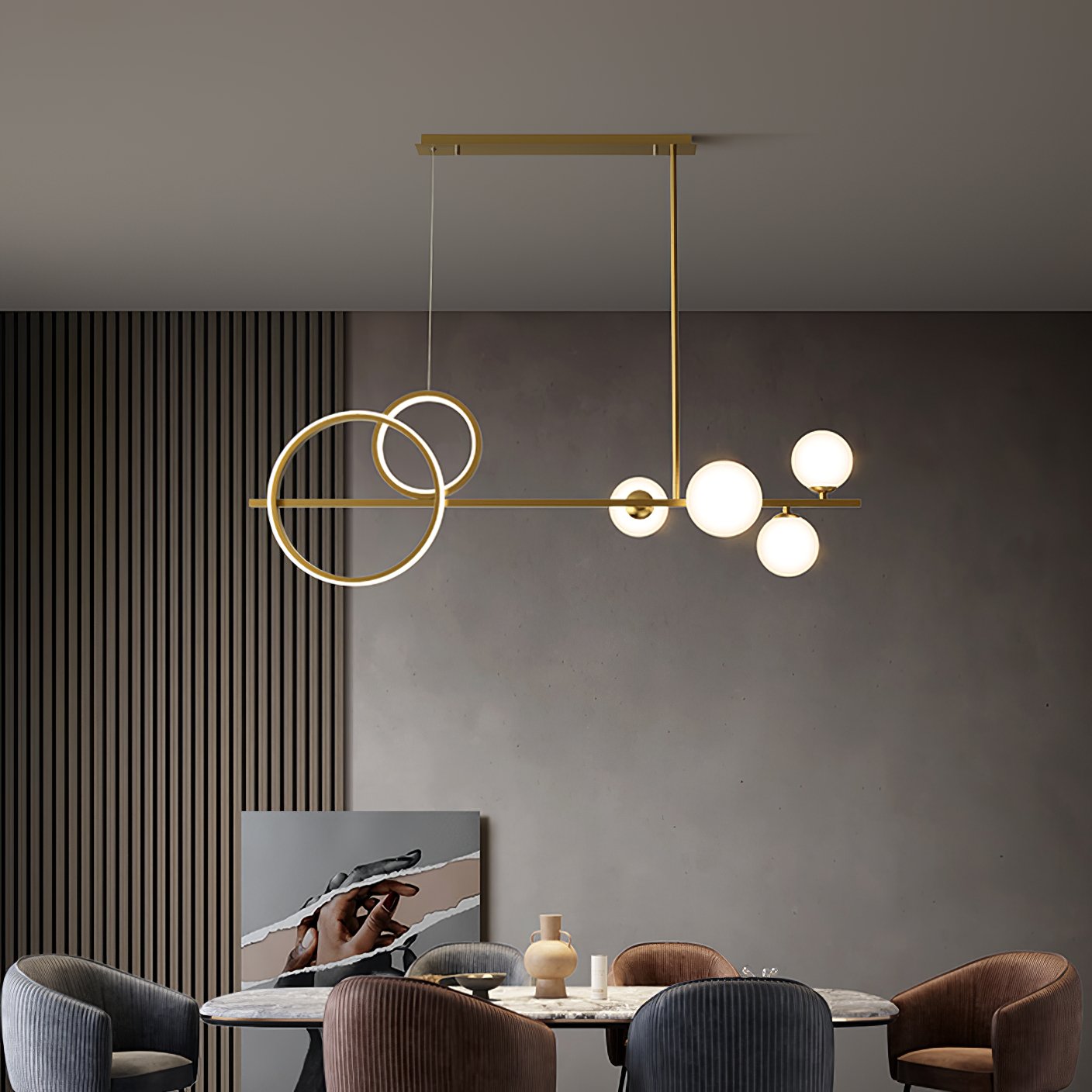 modern-brass-led-linear-chandelier-with-white-glass-spheres-for-restaurant-and-dining-room