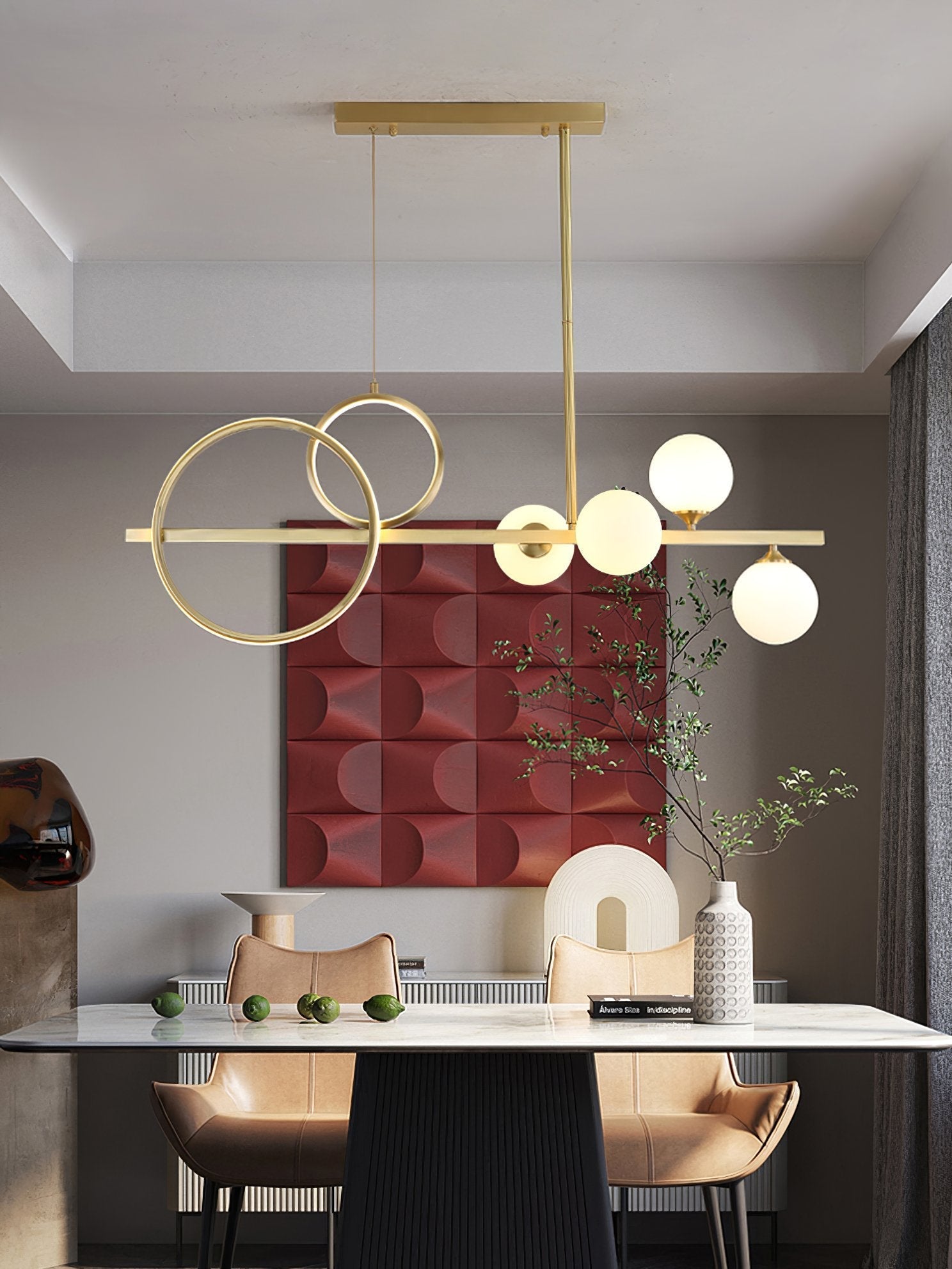 modern-brass-led-linear-chandelier-with-white-glass-spheres-for-restaurant-and-dining-room
