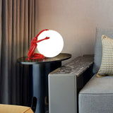 Modern Abstract Humanoid Resin Table Lamp with Spherical Acrylic Diffuser for Reading and Decor