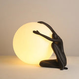 Modern Abstract Humanoid Resin Table Lamp with Spherical Acrylic Diffuser for Reading and Decor