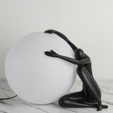 Modern Abstract Humanoid Resin Table Lamp with Spherical Acrylic Diffuser for Reading and Decor
