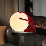 Modern Abstract Humanoid Resin Table Lamp with Spherical Acrylic Diffuser for Reading and Decor