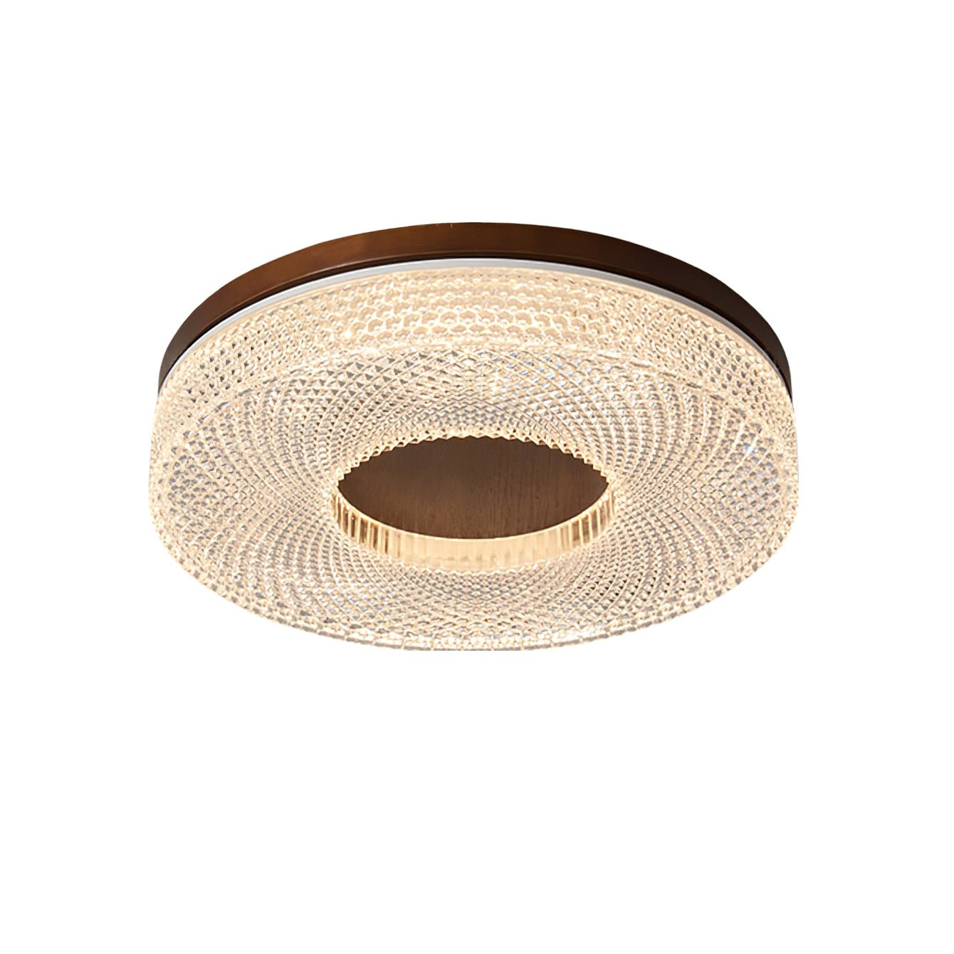 Modern Round Acrylic Halo LED Ceiling Light with Wood Trim and Adjustable Three Color Temperatures