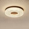 Modern Round Acrylic Halo LED Ceiling Light with Wood Trim and Adjustable Three Color Temperatures