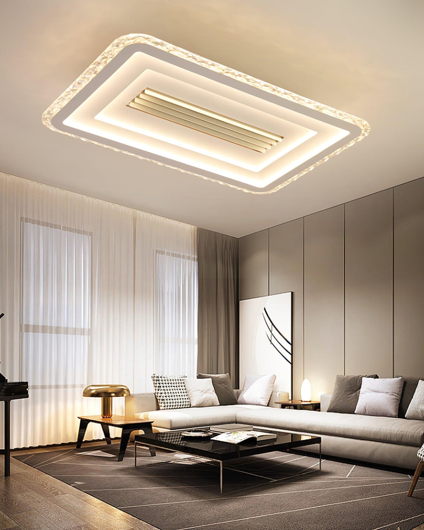 Large 38.6 Inch Modern Rectangular LED Ceiling Lamp Ultrathin Flush Mount Lighting White