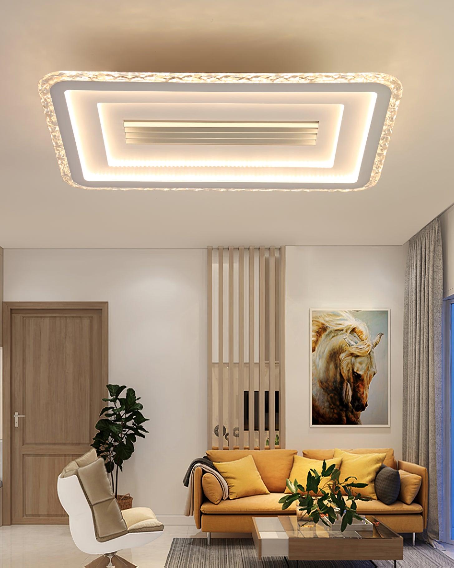 Large 38.6 Inch Modern Rectangular LED Ceiling Lamp Ultrathin Flush Mount Lighting White