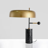 Modern Adam Table Lamp with Black Marble Base and Gold Metal Shade for Bedroom and Office