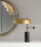 Modern Adam Table Lamp with Black Marble Base and Gold Metal Shade for Bedroom and Office