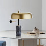 Modern Adam Table Lamp with Black Marble Base and Gold Metal Shade for Bedroom and Office