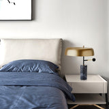 Modern Adam Table Lamp with Black Marble Base and Gold Metal Shade for Bedroom and Office
