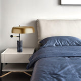 Modern Adam Table Lamp with Black Marble Base and Gold Metal Shade for Bedroom and Office