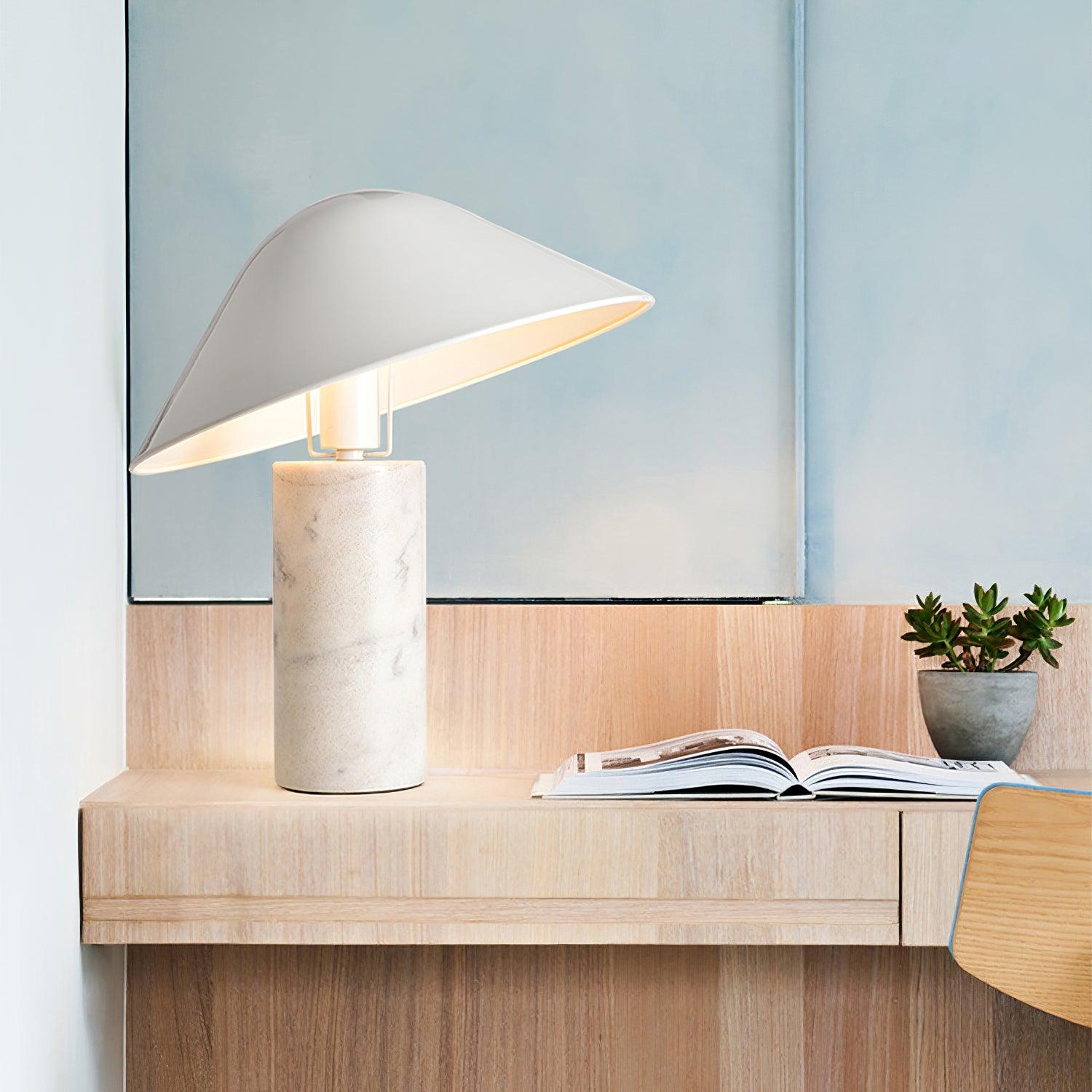 Adelaide Modern Marble Table Lamp with Metal Shade for Contemporary Bedside Lighting