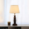 Modern Black Walnut Table Lamp with Handmade Linen Fabric Shade for Bedroom and Living Room