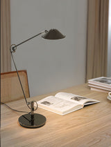 Modern Adjustable Black Metal Office Desk Lamp with LED Cone Shade
