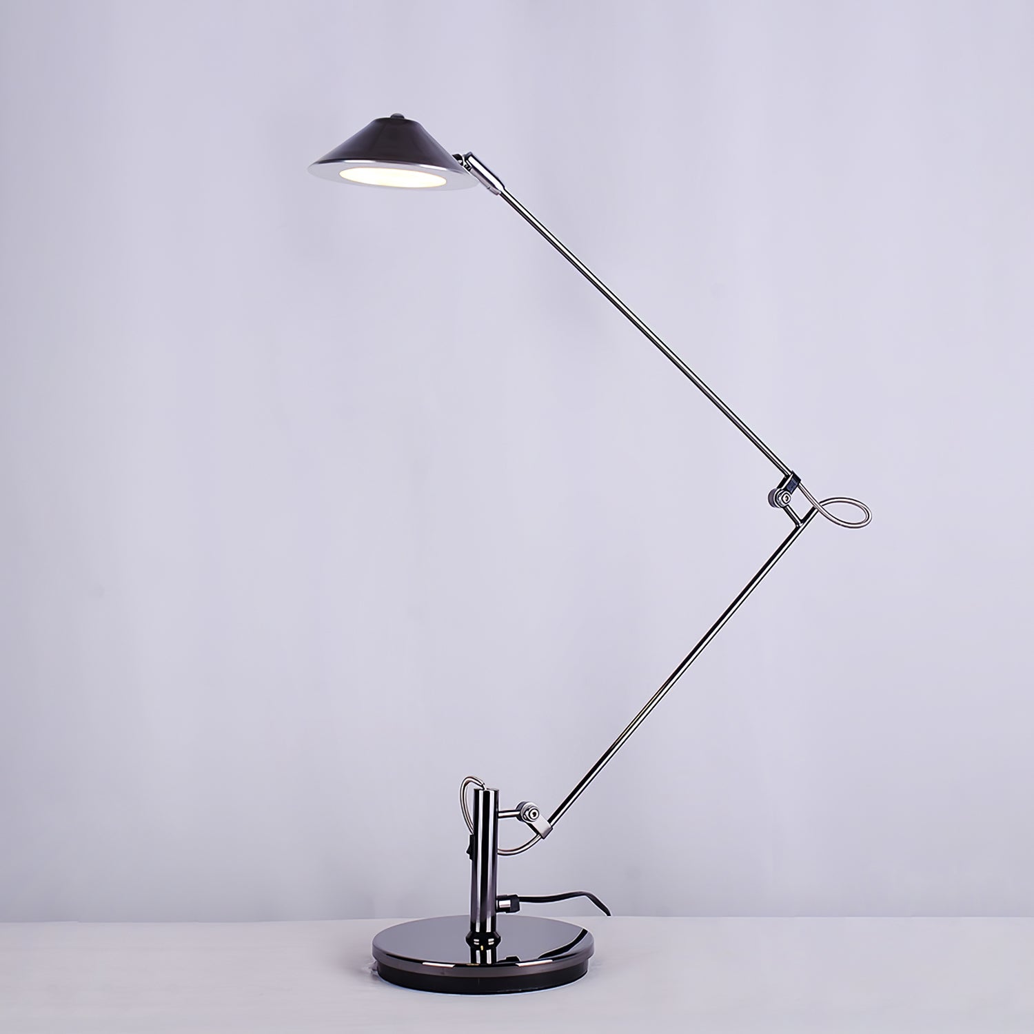 Modern Adjustable Black Metal Office Desk Lamp with LED Cone Shade