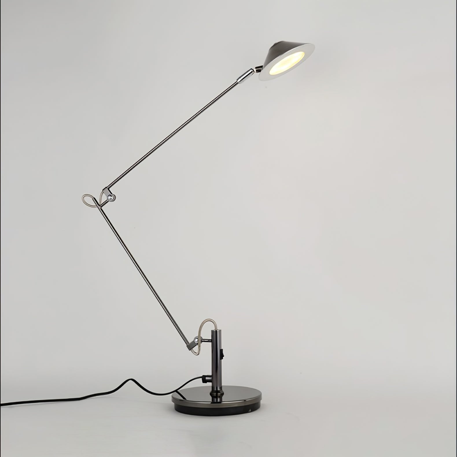 Modern Adjustable Black Metal Office Desk Lamp with LED Cone Shade