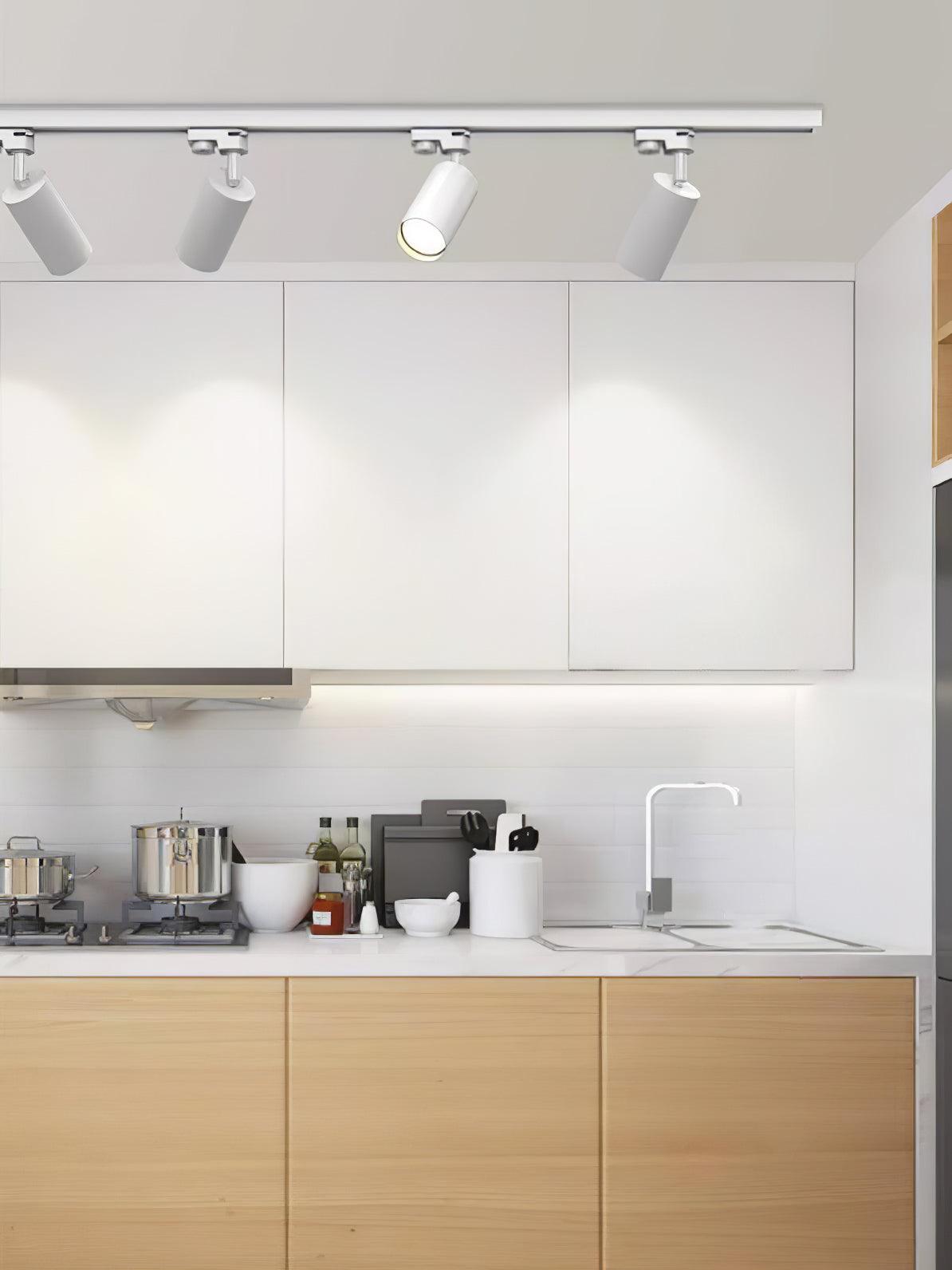 Modern Adjustable LED Track Ceiling Light with Rotatable Spotlights for Kitchen and Art Gallery