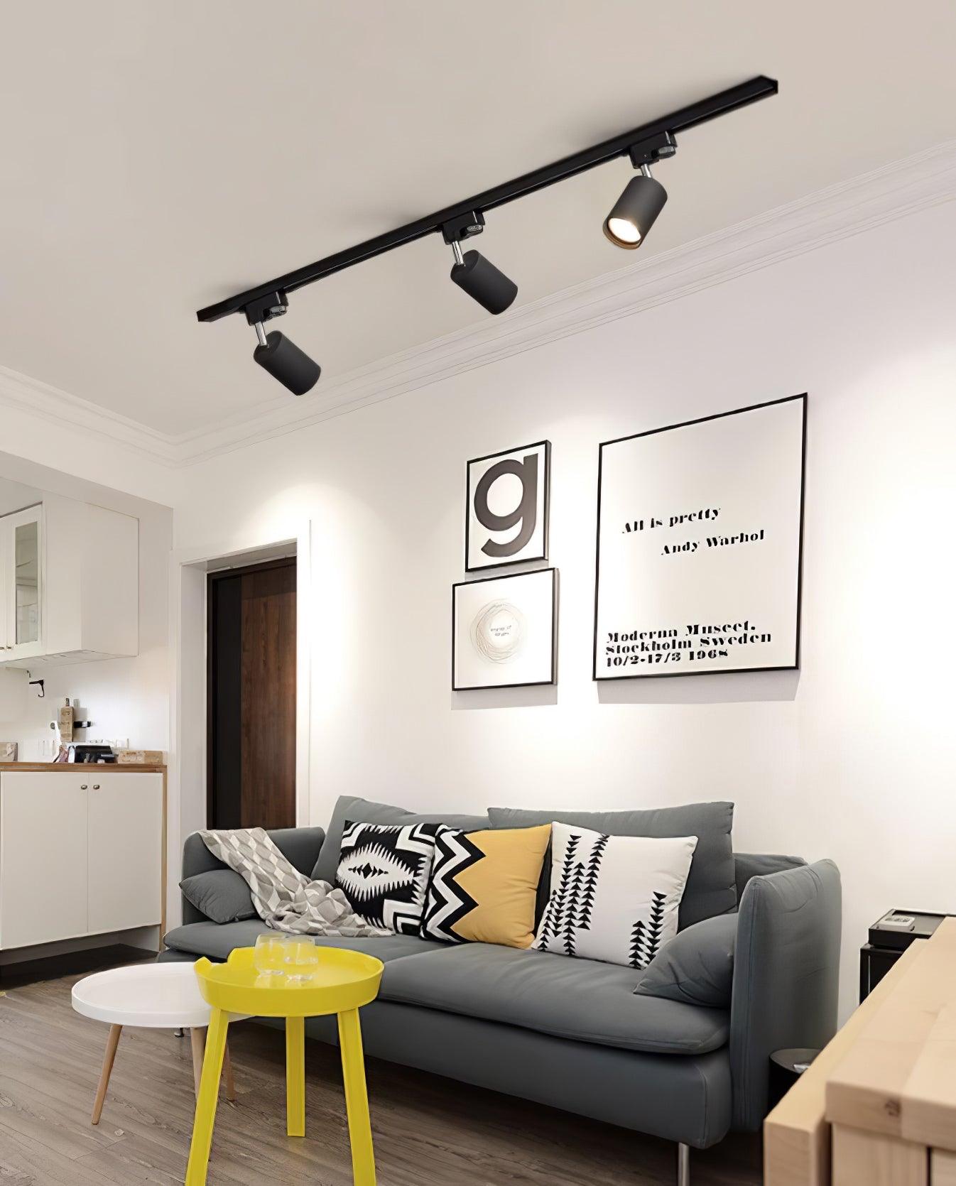 Modern Adjustable LED Track Ceiling Light with Rotatable Spotlights for Kitchen and Art Gallery