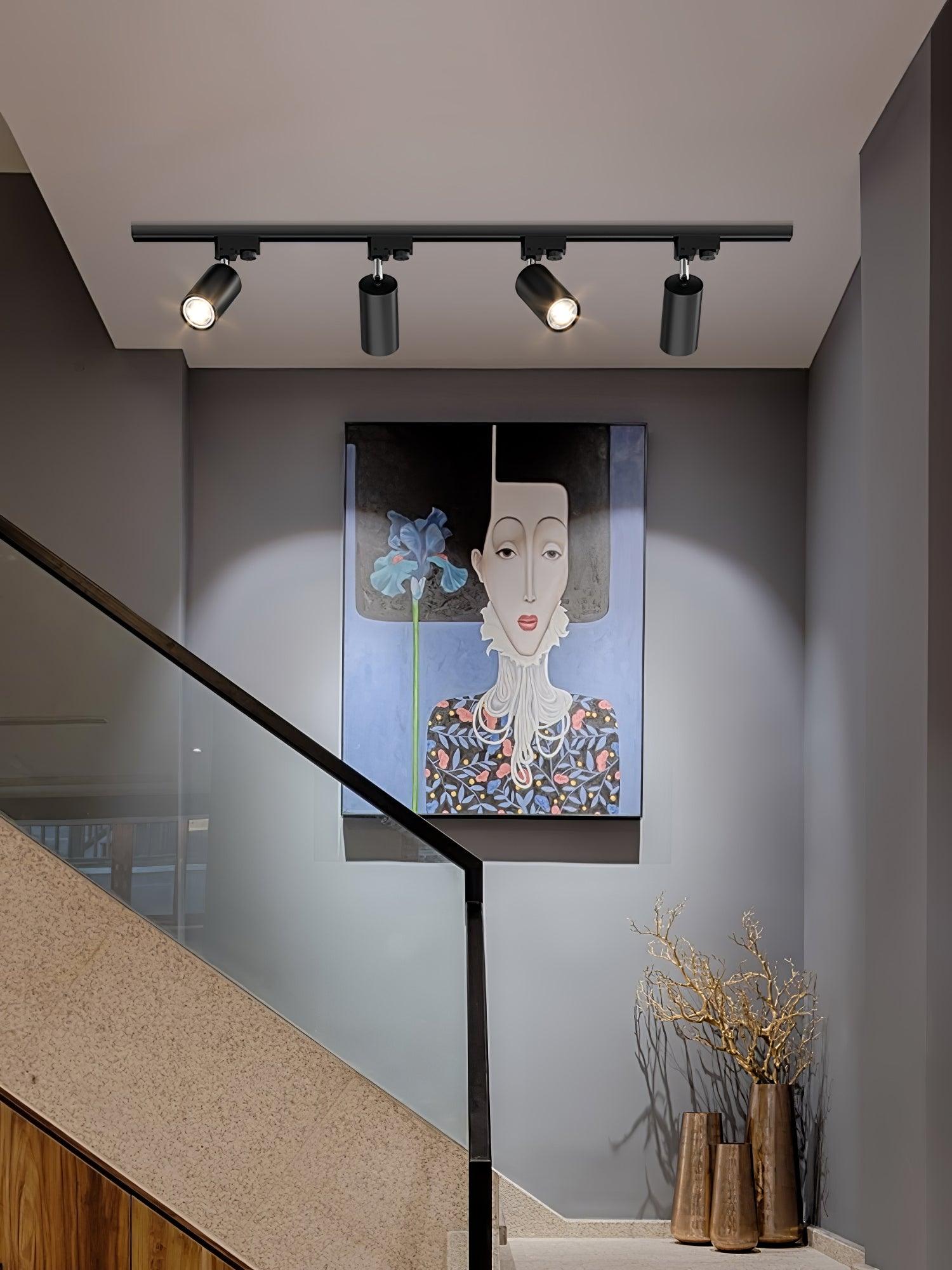 Modern Adjustable LED Track Ceiling Light with Rotatable Spotlights for Kitchen and Art Gallery