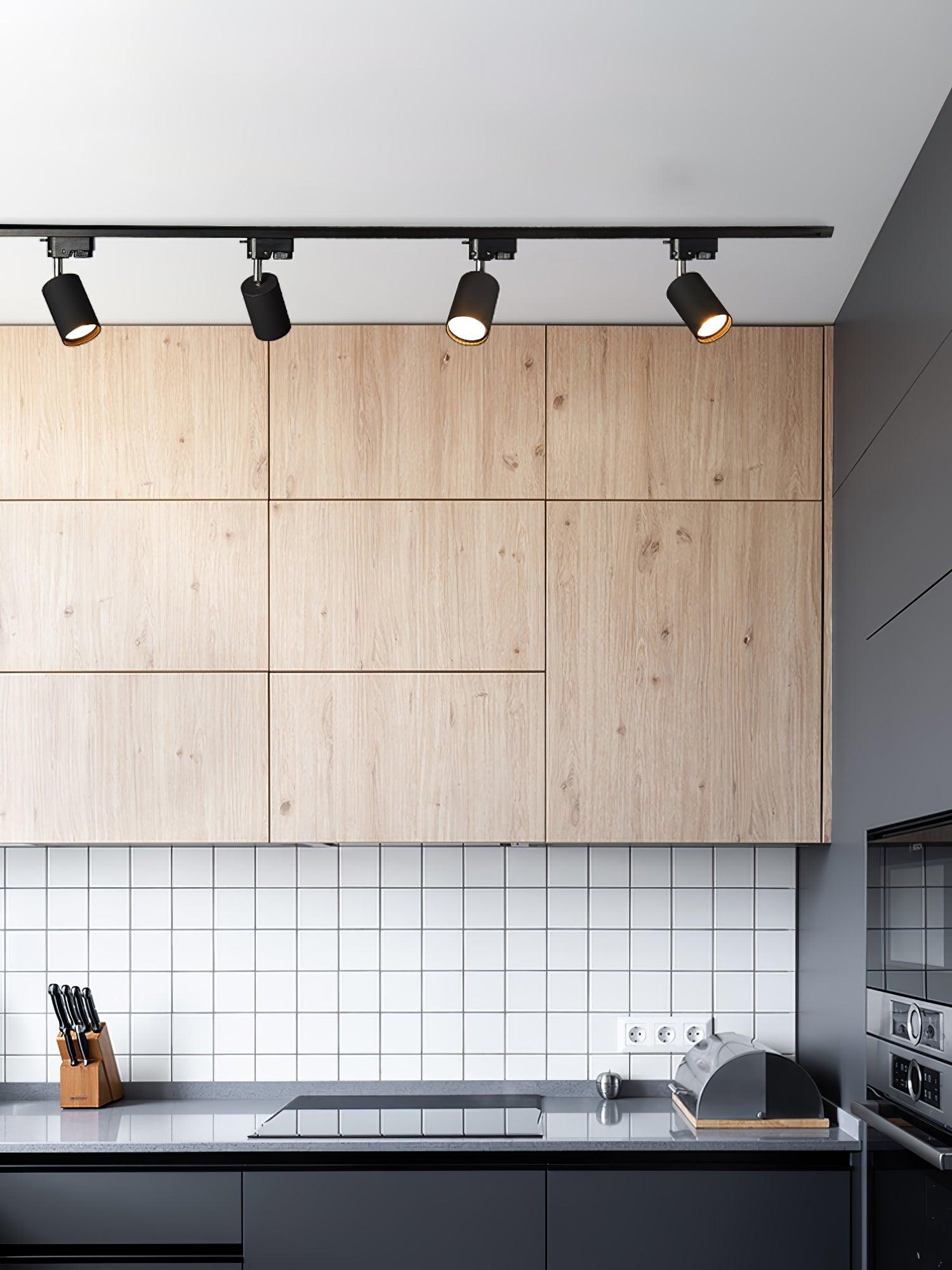 Modern Adjustable LED Track Ceiling Light with Rotatable Spotlights for Kitchen and Art Gallery
