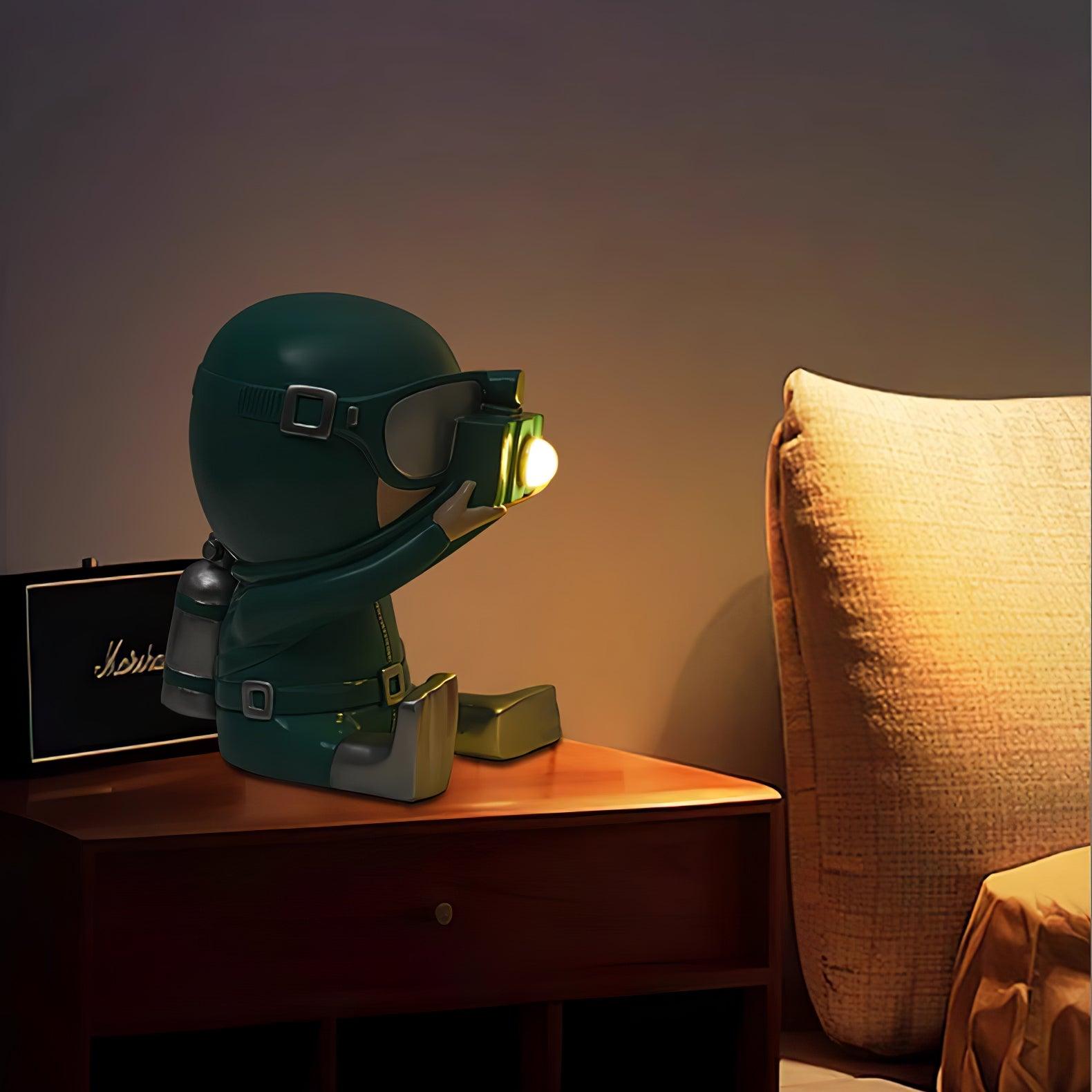 Modern Resin Adventurer Table Lamp Decorative Character Bedside Lighting for Bedrooms