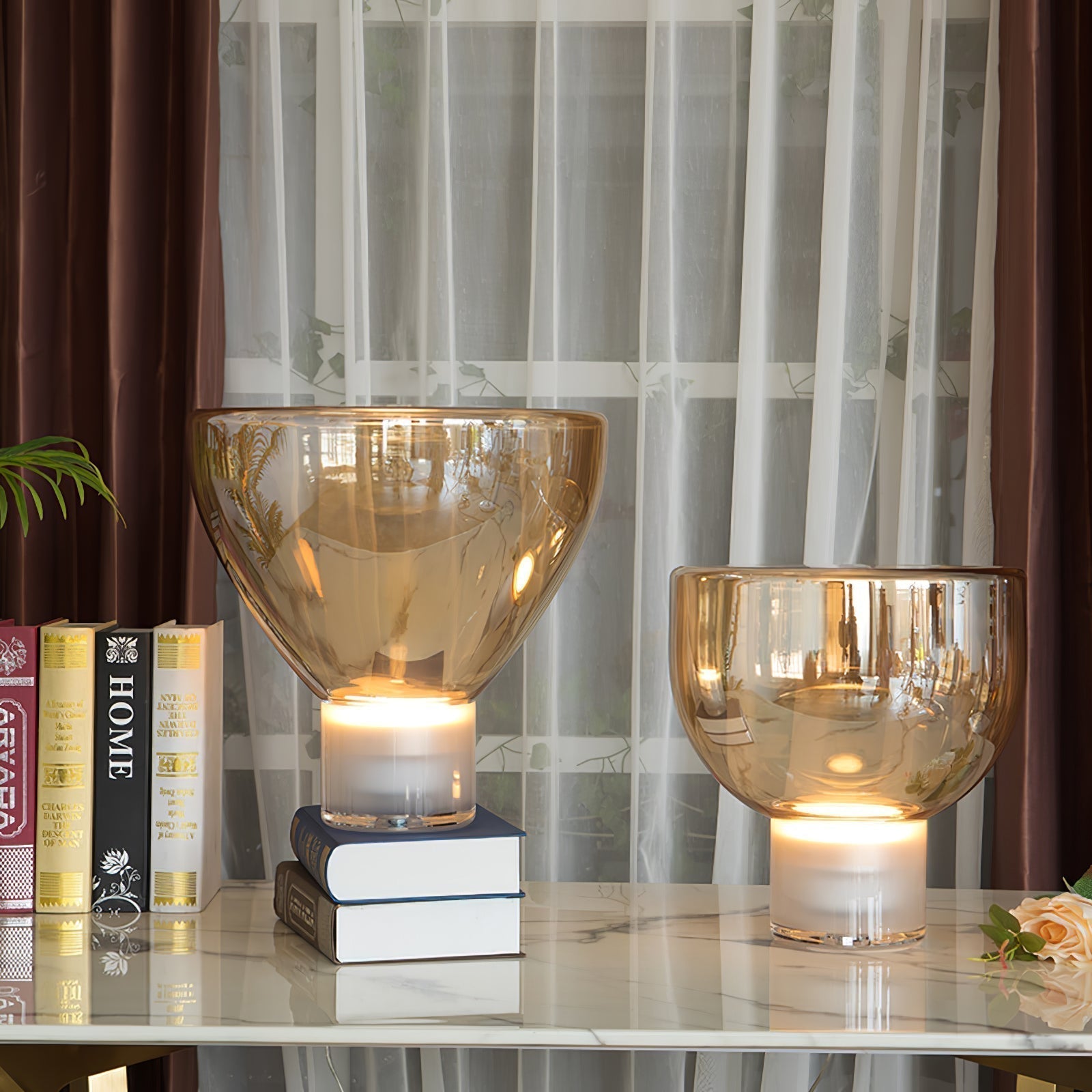 Modern Glass Cone Diffuser Table Lamp Elegant Ambient Desk Lighting for Bedroom and Living Room